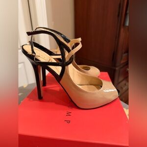 Ivanka Trump Beige and Black Strappy Heels